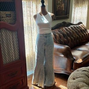 Free People Patterned Flare Jeans